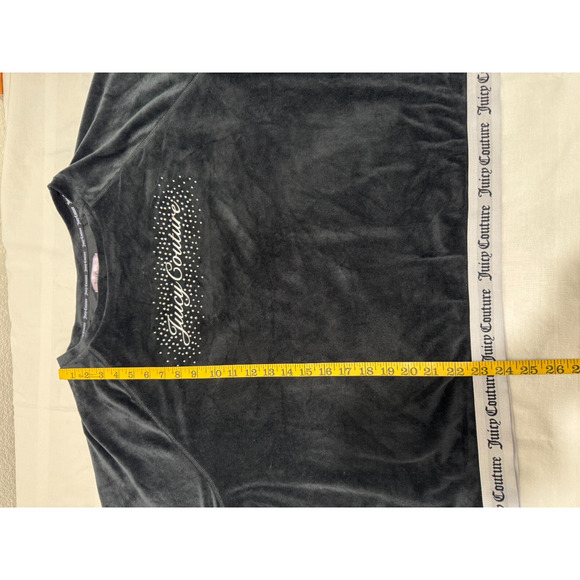 Juicy Couture Sleepwear Top Womens 2X Black Velour Rhinestone Bling Spell Out - Picture 5 of 8